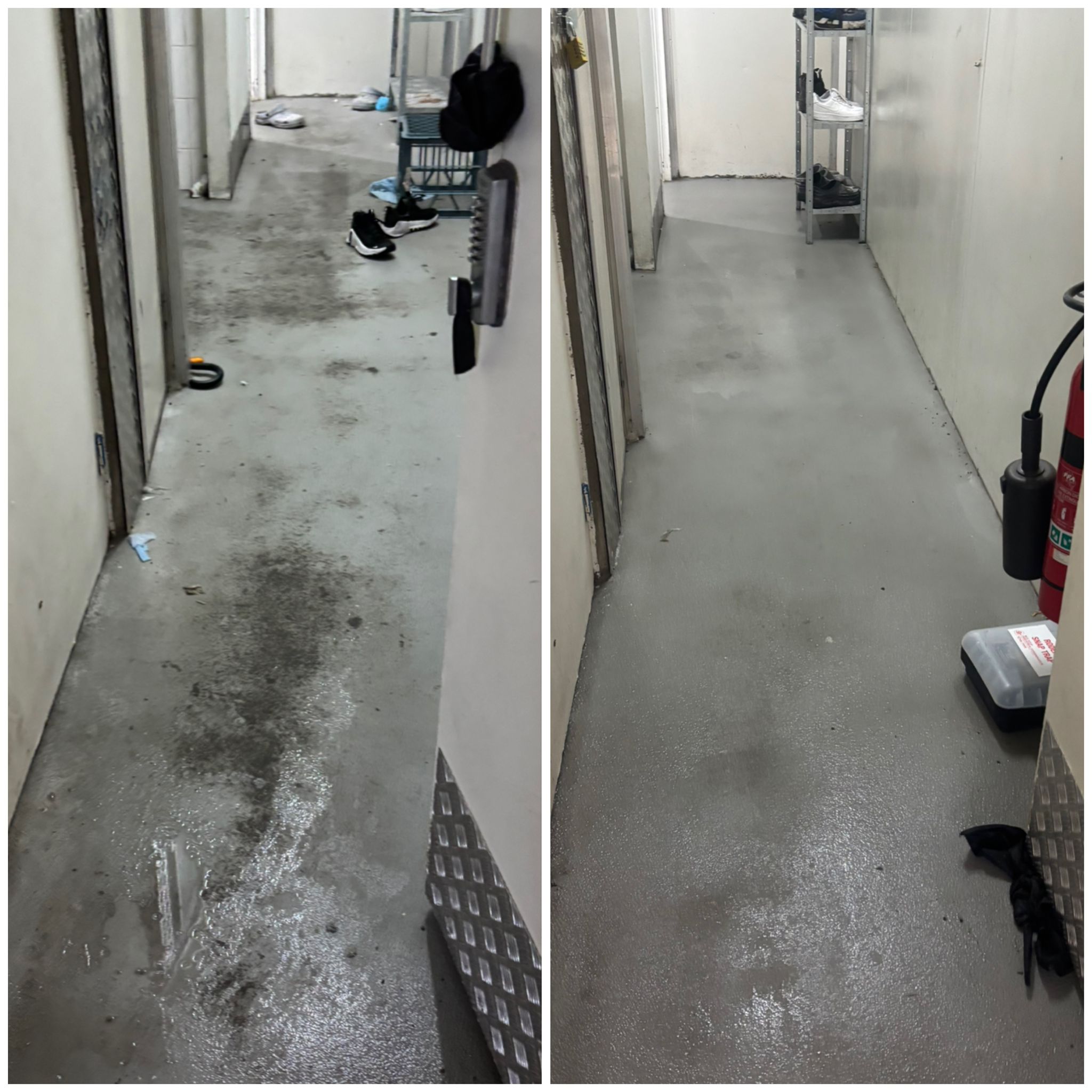 Commercial corridor floor before deep cleaning in Sydney