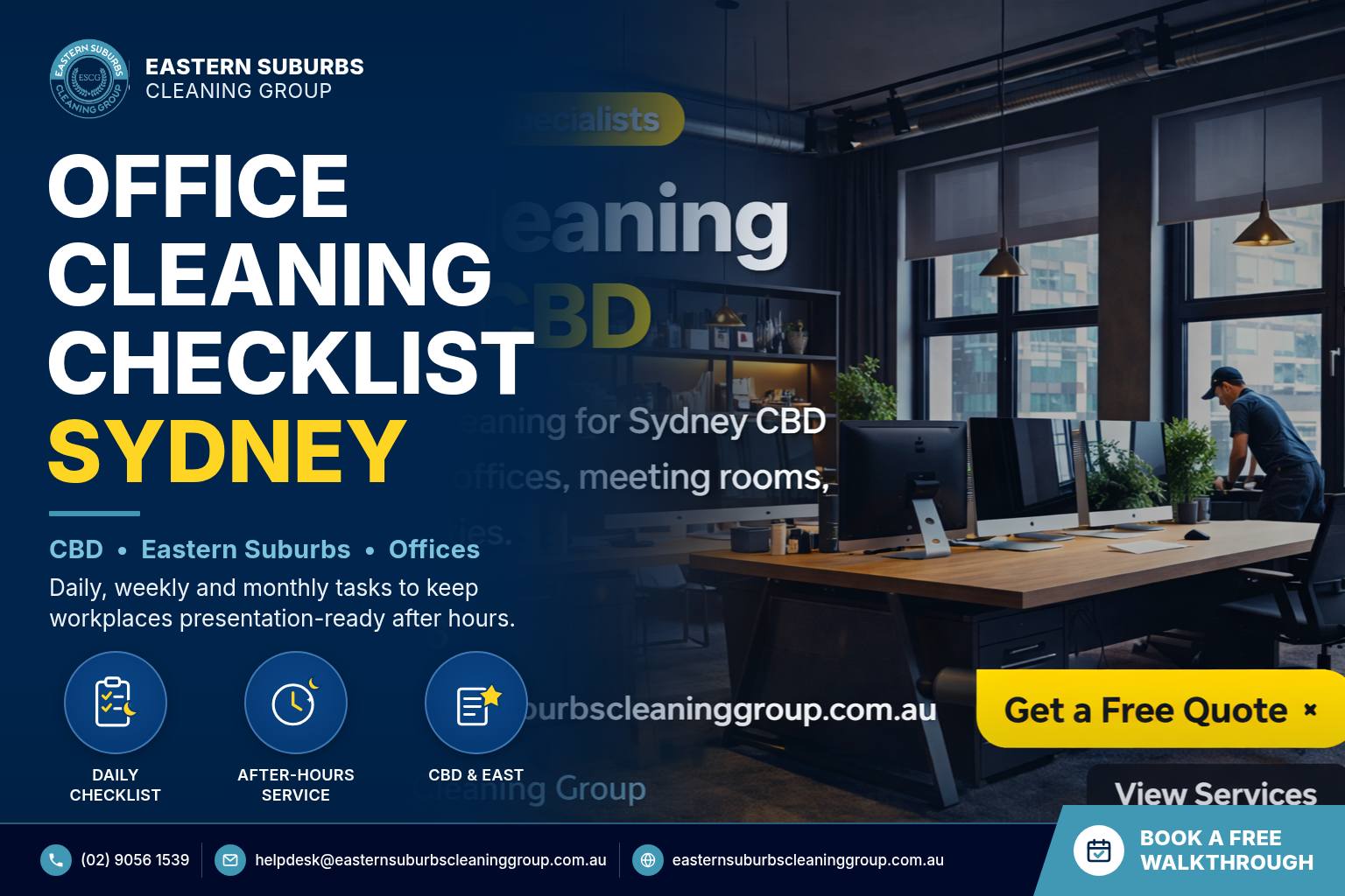 Office cleaning checklist Sydney - Eastern Suburbs Cleaning Group
