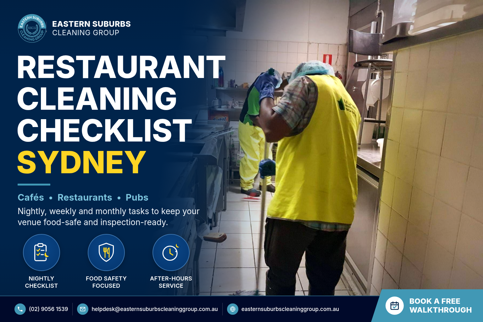 Restaurant cleaning checklist Sydney — cafés, restaurants and pubs